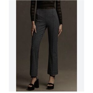 Women's Anthropologie Maeve Margot Kick Flare Cropped Flare Pants BlackWhite SzM
